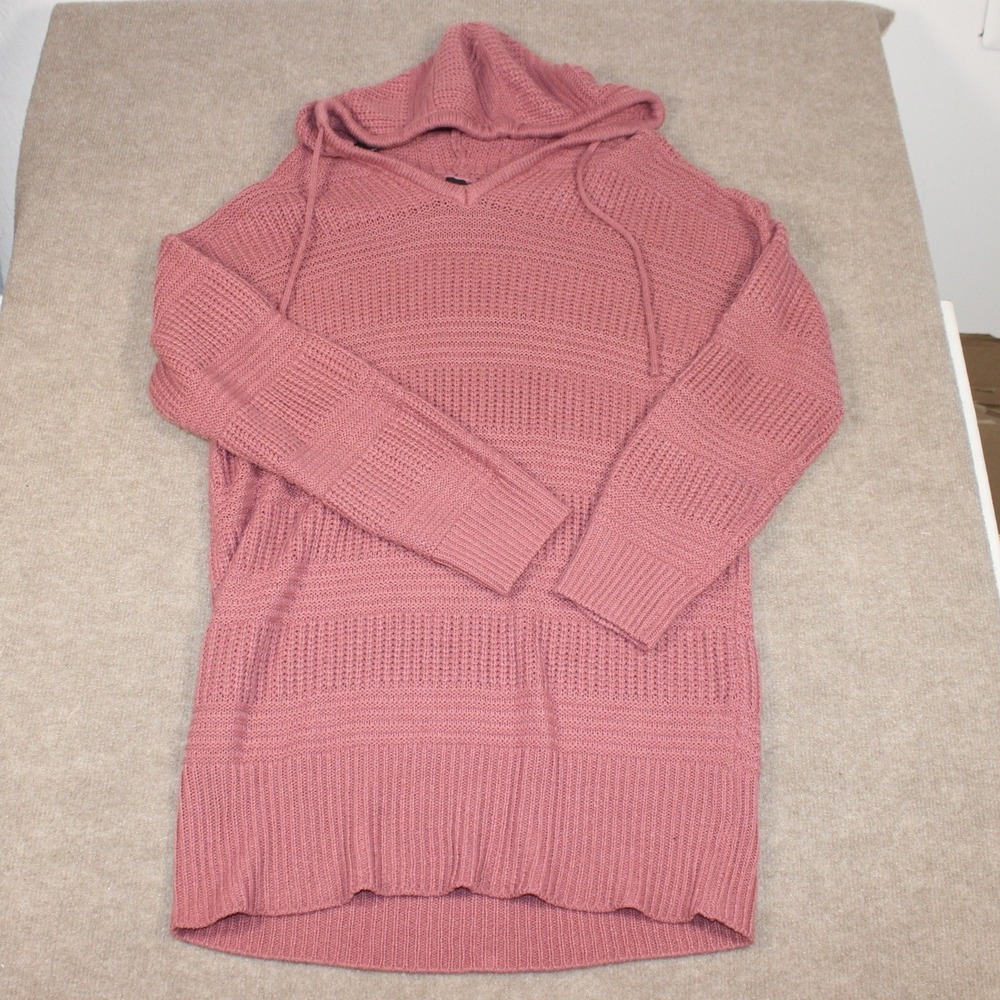 Derek Heart Womens XL Pink Knit Hoodie Sweater Long Sleeve Pullover